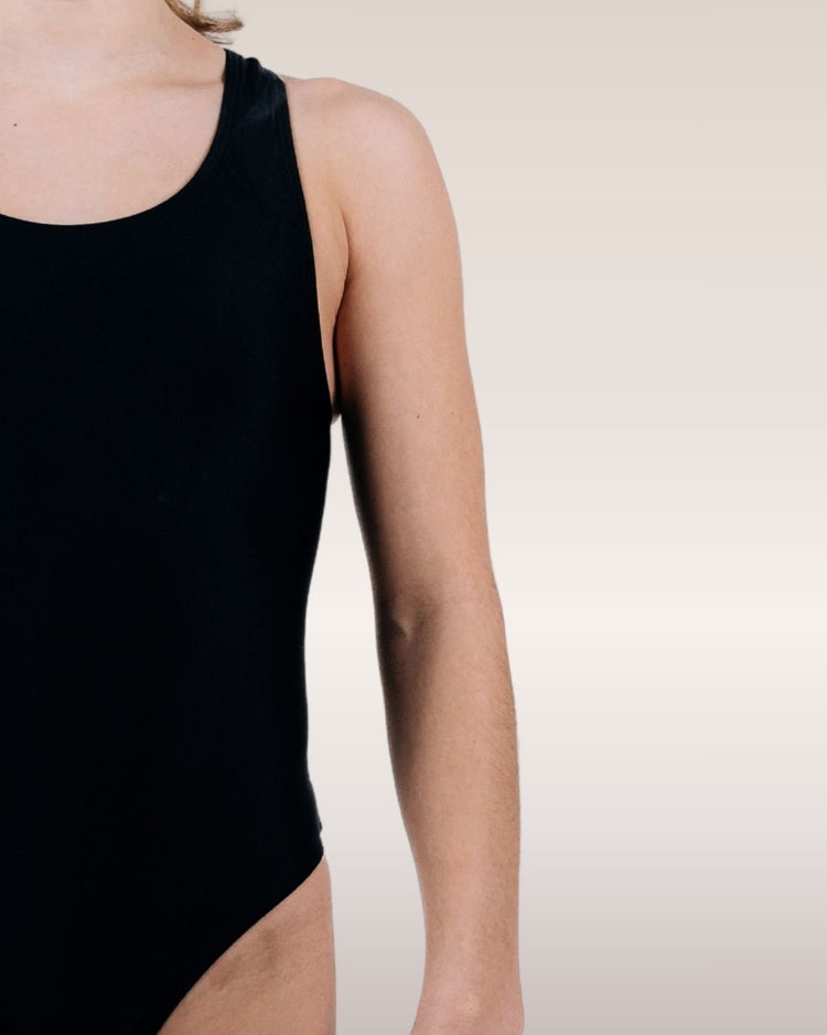 Maillot de bain menstruel une pièce Noir Daria pour adolescente - Haomah